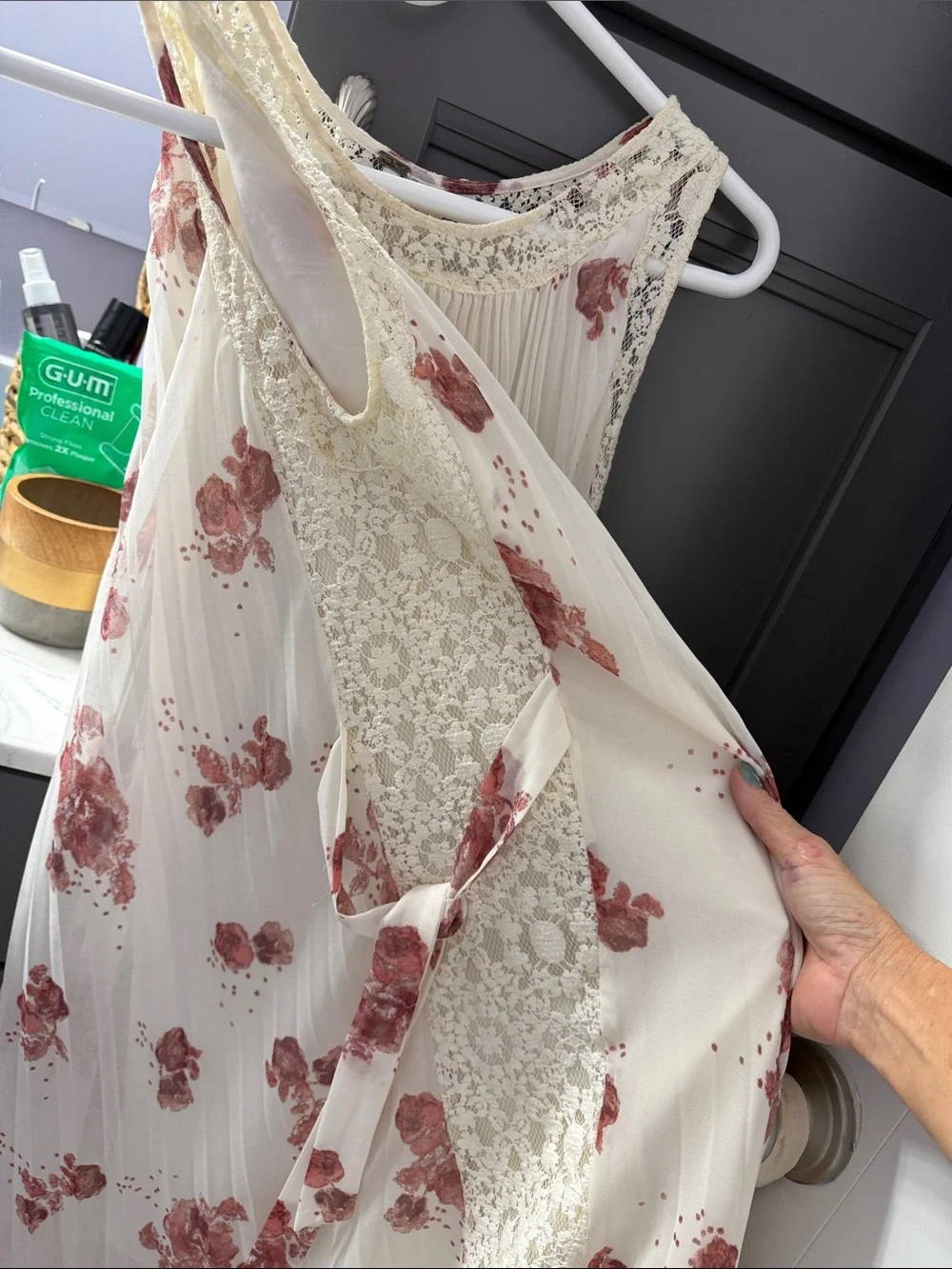 Free People Cream Midi Dress with Rose Print